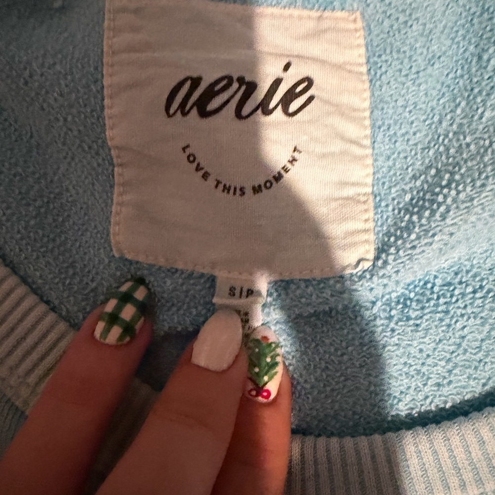 Aerie Light Blue Oversized Sweatshirt - Picture 6 of 7